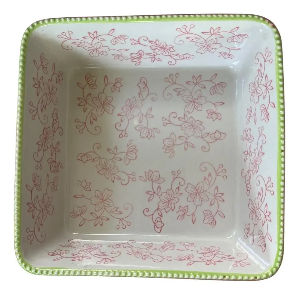 Temp-tations by Tara Square 1.5 Qt Baking Dish Floral Lace Oven Microwave Safe
